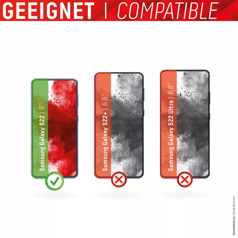 Displex Smart Glass (9H) for Samsung Galaxy S22, Mounting Sticker, unbreakable, ultra-slim, invisible