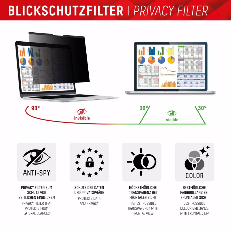 Displex PRIVACY SAFE magnetic 2-way privacy filter for MacBook Pro 14.2 inch Dust and Scratch Resistant