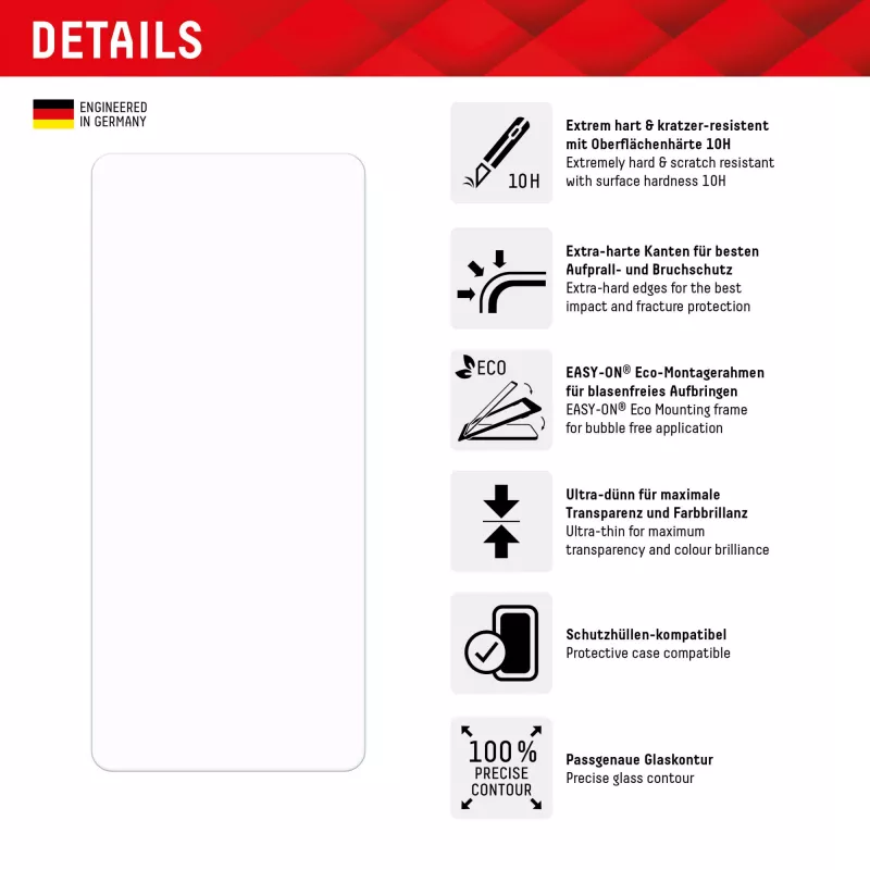 Displex Screen Protector (10H) for Samsung Galaxy A54 5G, Eco Mounting Frame, scratch resistant