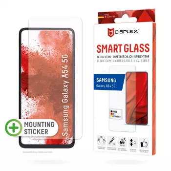 Displex Smart Glass (9H) for Samsung Galaxy A54 5G, Mounting Sticker, unbreakable