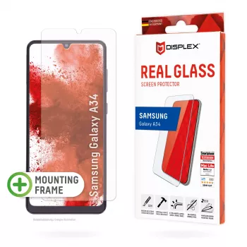 Displex Screen Protector (10H) for Samsung Galaxy A34, Eco Mounting Frame, scratch resistant