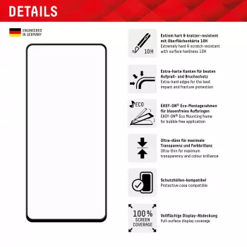 Displex Full Cover Screen Protector (10H) for Samsung Galaxy A54 5G, Eco Mounting Frame, Full Cover
