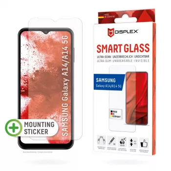 Displex Smart Glass (9H) for Samsung Galaxy A34 5G, Mounting Sticker, unbreakable, ultra-slim, invisible