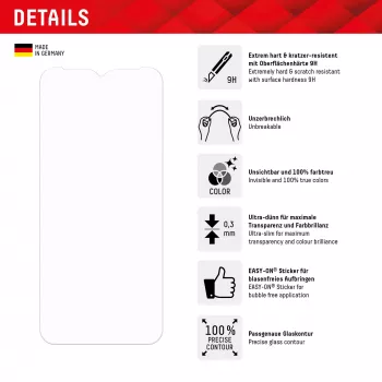 Displex Smart Glass (9H) for Samsung Galaxy A34 5G, Mounting Sticker, unbreakable, ultra-slim, invisible