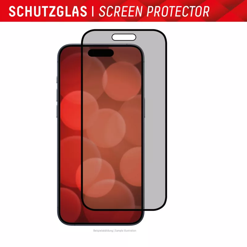 Displex Privacy Screen Protector (10H) for Apple iPhone 15/15 Pro, Eco Mounting Frame, Privacy Filter