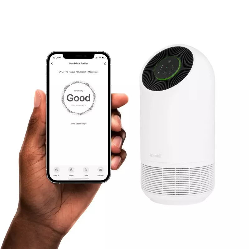 Air purifier Hombli Smart Air Purifier by Avanca International BV, noise level 30 dB, available in white and black