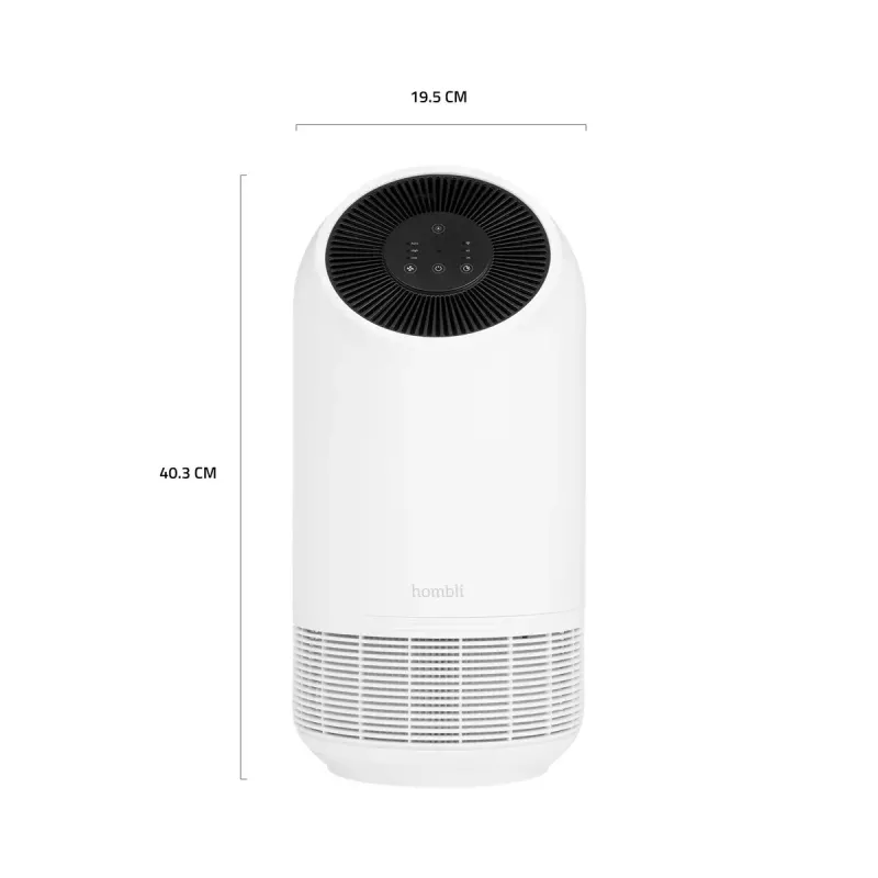 Air purifier Hombli Smart Air Purifier by Avanca International BV, noise level 30 dB, available in white and black