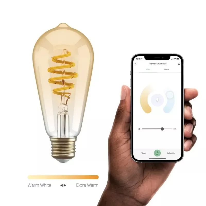 Smart bulb Hombli HBEB-0212 Wi‑Fi 5.5 W, gold, A‑G energy rating, Ø61×142 mm