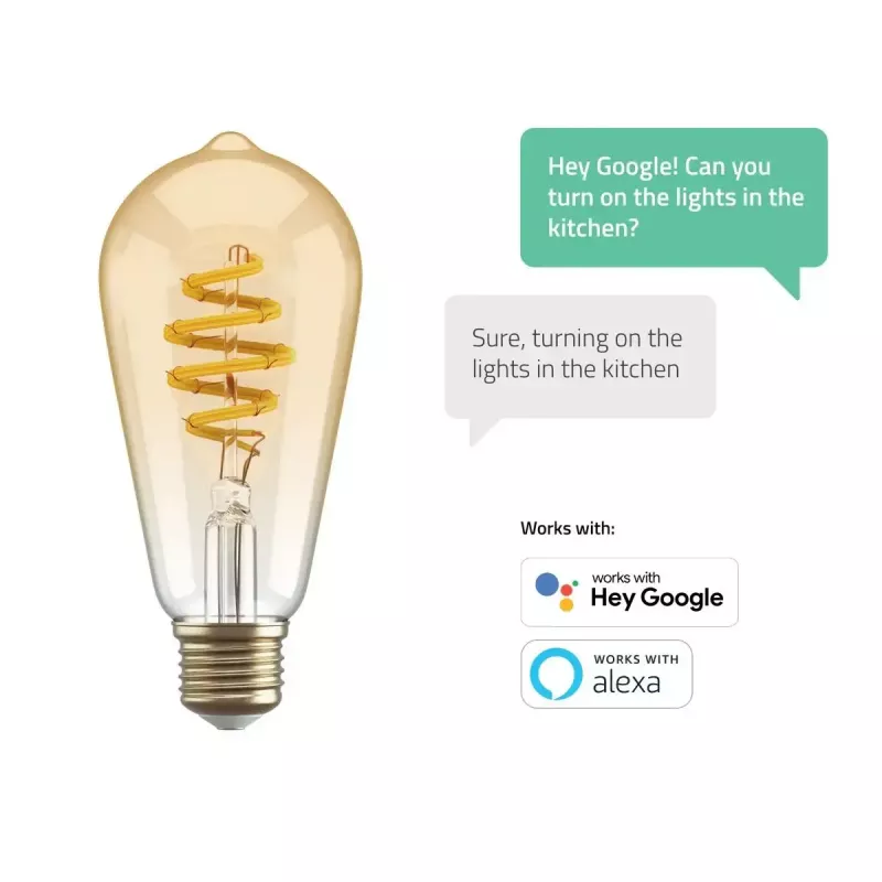 Smart bulb Hombli HBEB-0212 Wi‑Fi 5.5 W, gold, A‑G energy rating, Ø61×142 mm