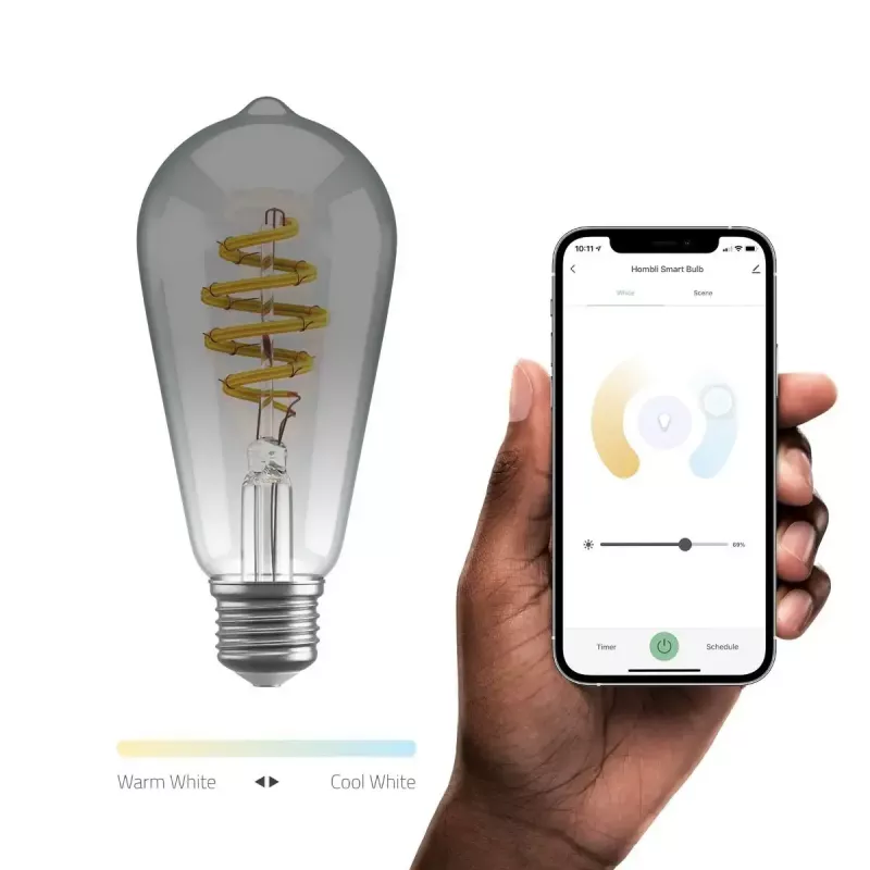 Smart bulb Avanca International BV Hombli HBEB-0211, Wi‑Fi, 5.5 W, grey, A19 (6.1×14.2 cm)