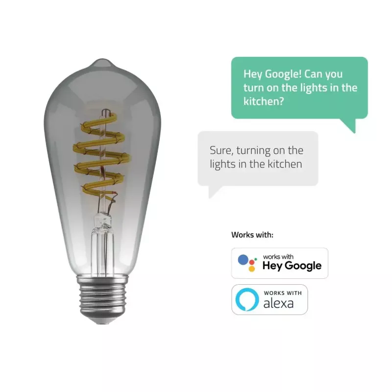 Smart bulb Avanca International BV Hombli HBEB-0211, Wi‑Fi, 5.5 W, grey, A19 (6.1×14.2 cm)