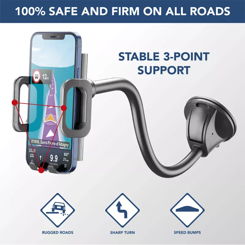 Sourcing Cellularline Hug Flexi XL universal suction-cup passive holder for mobile phones, black/grey