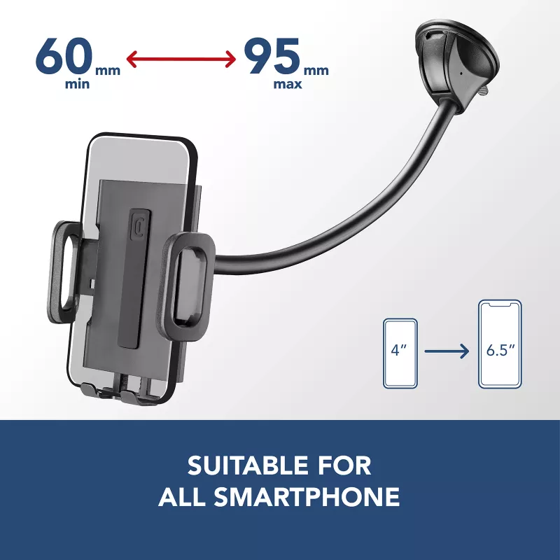 Sourcing Cellularline Hug Flexi XL universal suction-cup passive holder for mobile phones, black/grey