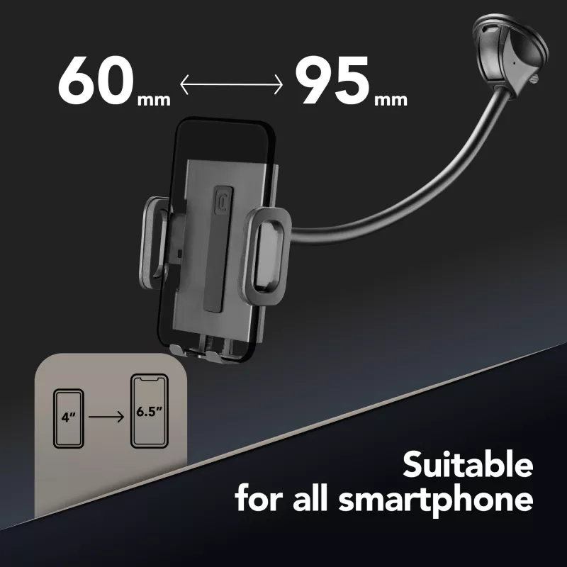 Sourcing Cellularline Hug Flexi XL universal suction-cup passive holder for mobile phones, black/grey