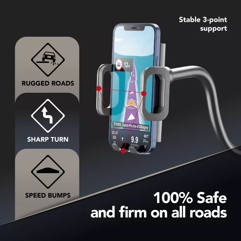 Sourcing Cellularline Hug Flexi XL universal suction-cup passive holder for mobile phones, black/grey