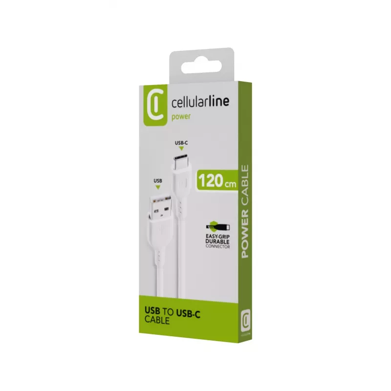 Power Cable Cellularline 120cm USB-C USB A Male White