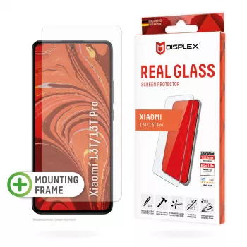 Displex Screen Protector (10H) for Xiaomi 13/13T Pro, Eco Mounting Frame, scratch resistant