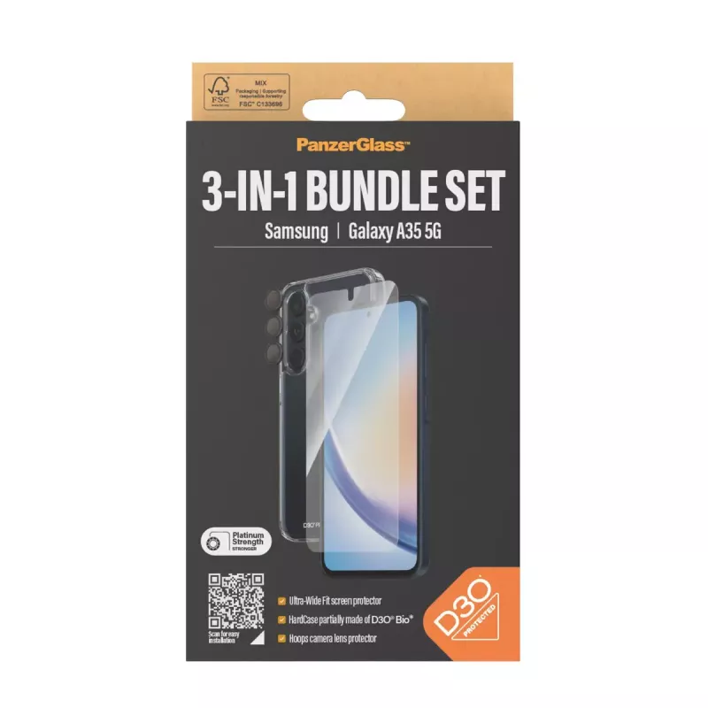 PanzerGlass ® 3-in-1 Protection Pack Samsung Galaxy A35 5G | Ultra-Wide Fit w. EasyAligner