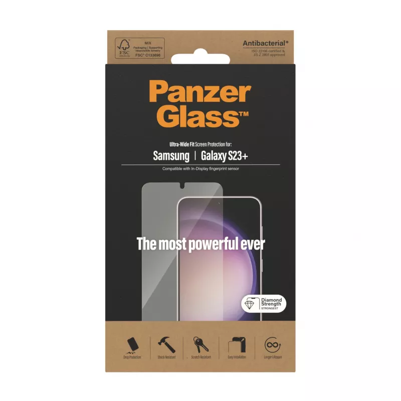 Screen Protector PanzerGlass Samsung Galaxy S23 Plus Ultra-Wide Fit Scratch Shock Resistant
