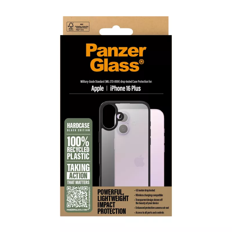 Cover PanzerGlass HardCase Black iPhone '24 6.7 inch Transparent
