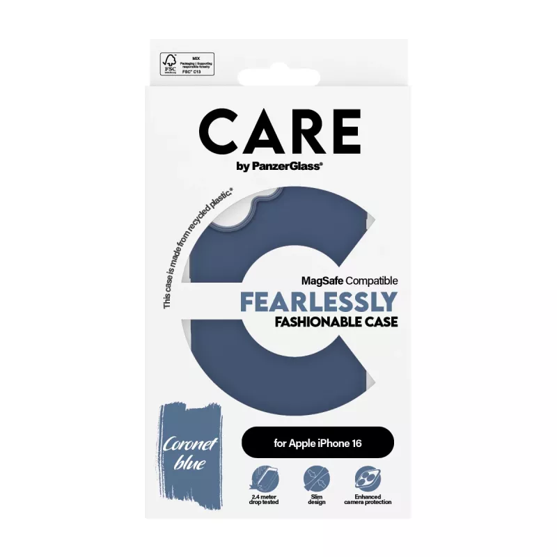 Cover PanzerGlass CARE by Fashionable Case Blue w. MagSafe iPhone 16