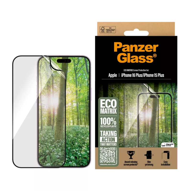 PanzerGlass ® ECO MATRIX Screen Protector iPhone 16 Plus | 15 Plus | Ultra-Wide Fit
