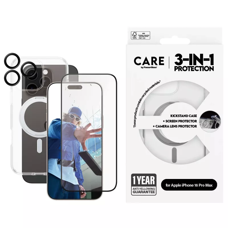 PanzerGlass CARE by ® Feature 3-in-1 Ceramic Bundle iPhone 16 Pro Max