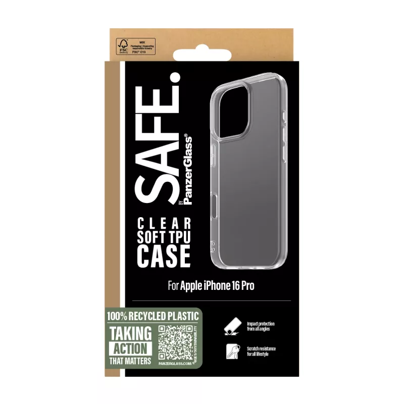PanzerGlass SAFE. by ® TPU Case Transparent iPhone 16 Pro