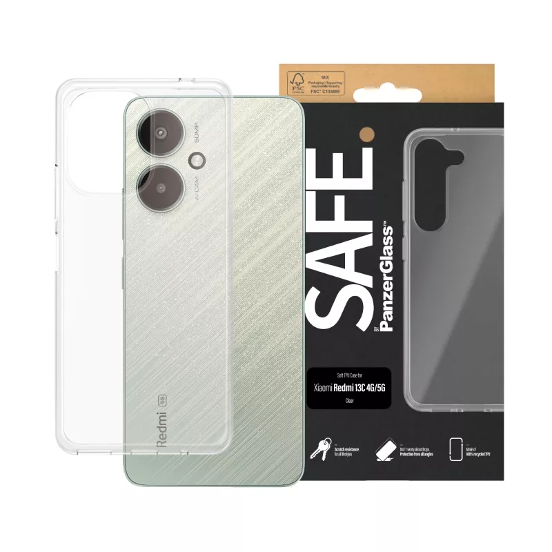 PanzerGlass SAFE. By ® TPU Case Transparent for Xiaomi Redmi 13C