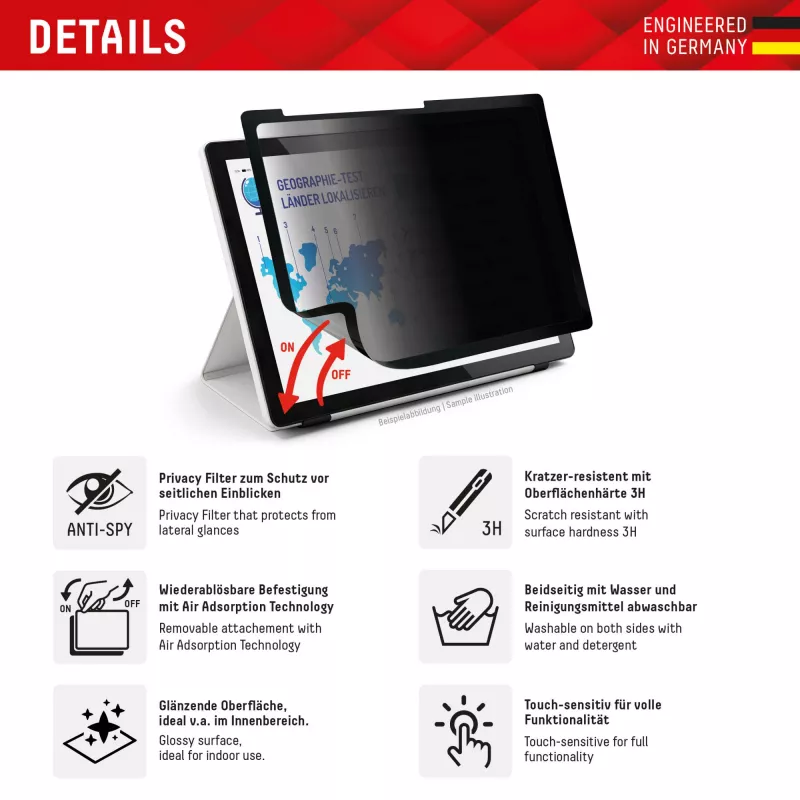 Displex TABLET PRIVACY SAFE removable 2-way privacy filter for iPad Pro 13 inch/Air 13 inch (2024/2025)