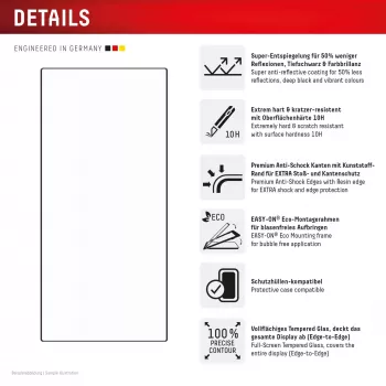 Displex Premium Anti-Reflex Screen Protector (anti-reflective Full Cover, 10H) for Samsung Galaxy S24 Ultra, Eco Mounting Frame, Full Cover