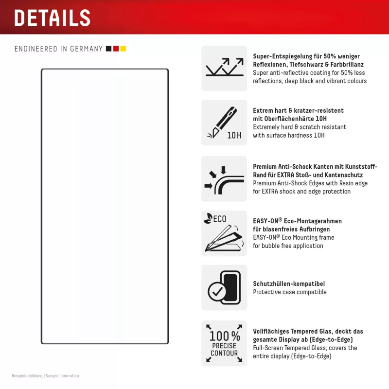 Displex Premium Anti-Reflex Screen Protector (anti-reflective Full Cover, 10H) for Samsung Galaxy S24 Ultra, Eco Mounting Frame, Full Cover