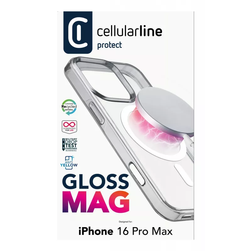 Cellularline Gloss Mag - iPhone 16 Pro Max Magnetic case for charging and attaching to the MagSafe charger