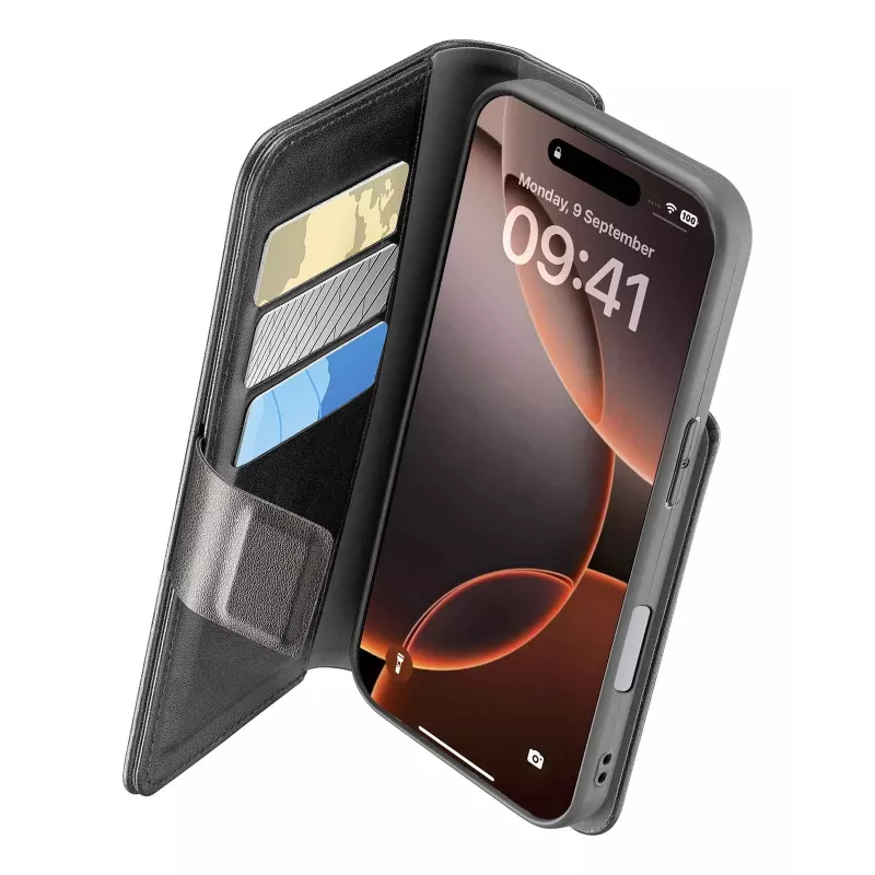Cellularline Book Agenda - iPhone 16 Pro Leather-effect book case with magnetic closure