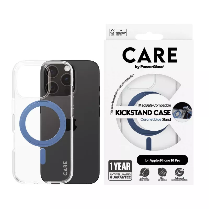 Cover PanzerGlass 1317 mobile phone case Blue Transparent for iPhone 16 Pro 6.3 inch