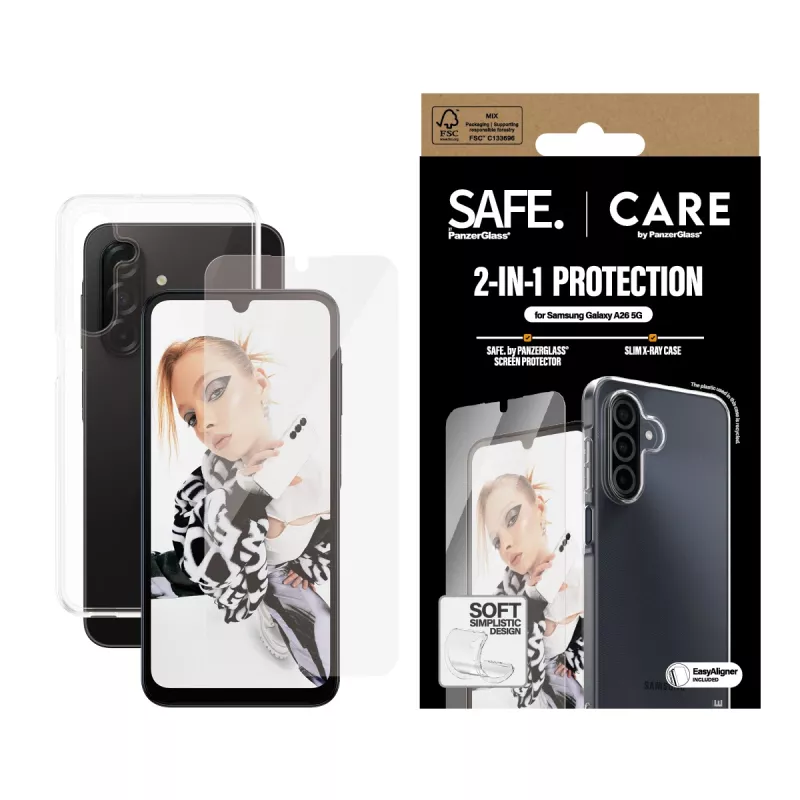PanzerGlass CARE™ by ® 2-in-1 Bundle Samsung Galaxy A26 5G, Samsung, Samsung - Galaxy A26 5G, Dry application, Scratch resistant, Shock resistant, Transparent, 1 pc(s)