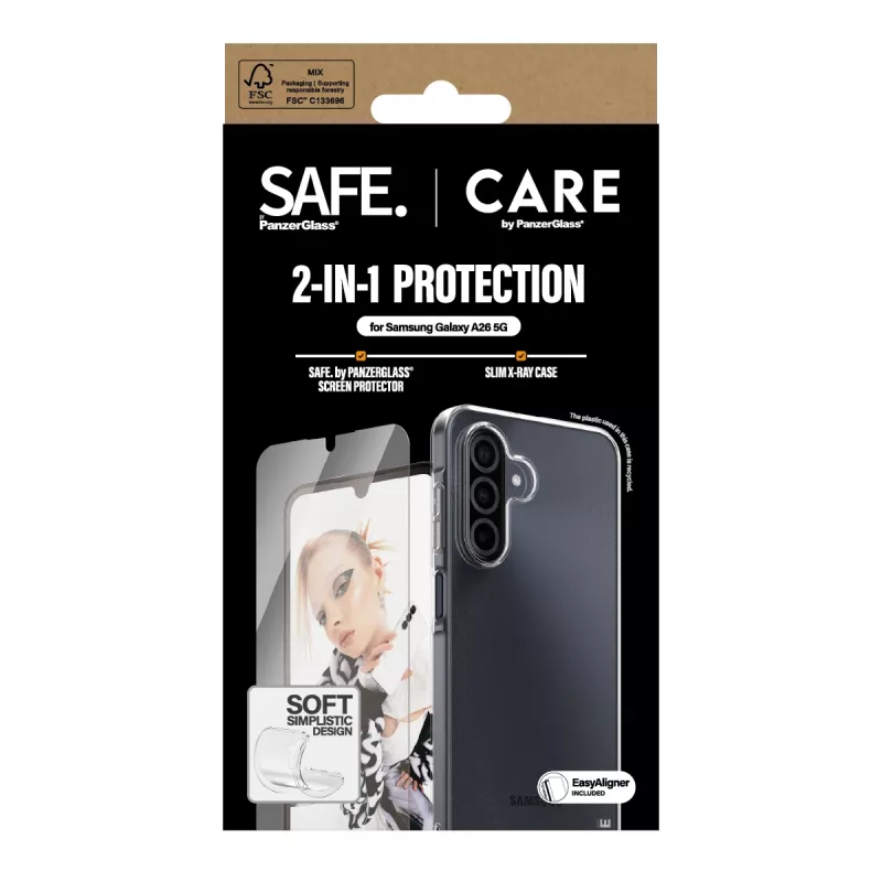 PanzerGlass CARE™ by ® 2-in-1 Bundle Samsung Galaxy A26 5G, Samsung, Samsung - Galaxy A26 5G, Dry application, Scratch resistant, Shock resistant, Transparent, 1 pc(s)