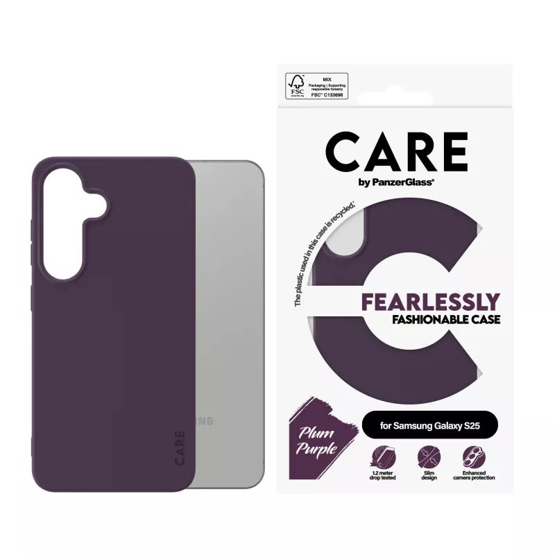 Cover PanzerGlass CARE by Fashionable Case Plum Purple Samsung Galaxy S25 Transparent