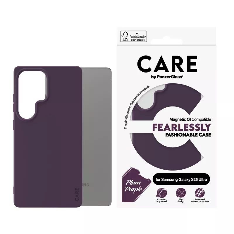 PanzerGlass CARE™ by ® Case Plum Purple w. Qi Compatible Samsung Galaxy S25 Ultra