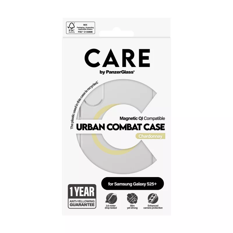 PanzerGlass CARE™ by ® Urban Combat Case Transparent w. Chardonnay Qi Compatible Samsung Galaxy S25+