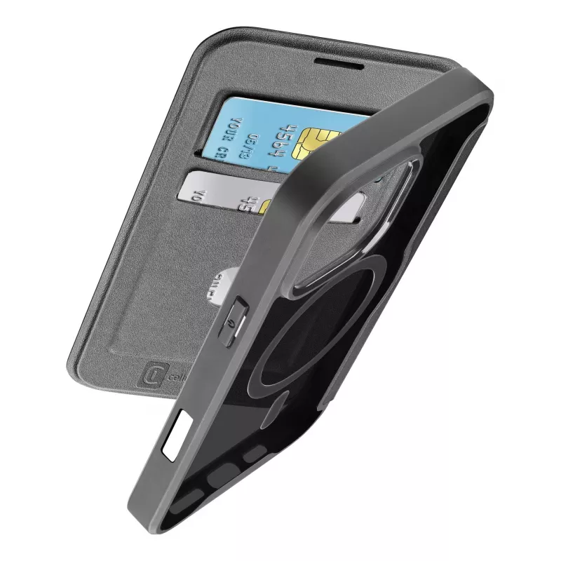 Cellularline Daily Mag - iPhone 16 Pro Max Book cover with semi-transparent hard back compatible with Magsafe® ecosystem