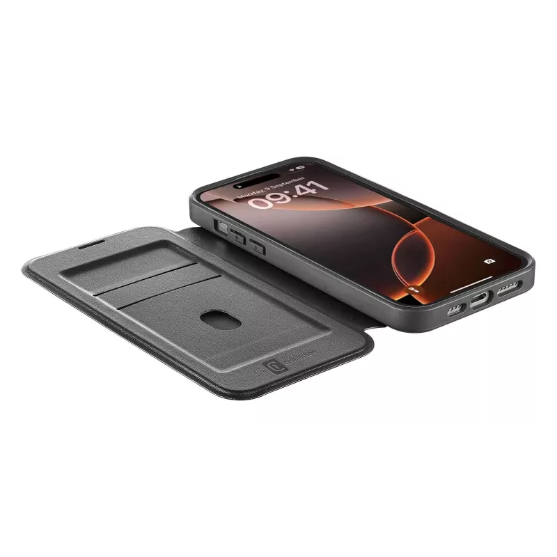 Cellularline Daily Mag - iPhone 16 Pro Max Book cover with semi-transparent hard back compatible with Magsafe® ecosystem