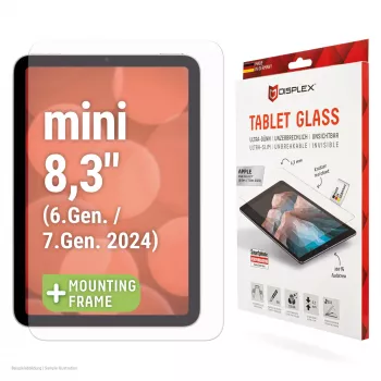 Displex Screen Protector (9H) for Apple iPad mini 8,3'' (6. Gen./7. Gen. 2024), Eco Mounting Frame, scratch resistant