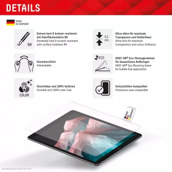 Displex Screen Protector (9H) for Apple iPad mini 8,3'' (6. Gen./7. Gen. 2024), Eco Mounting Frame, scratch resistant