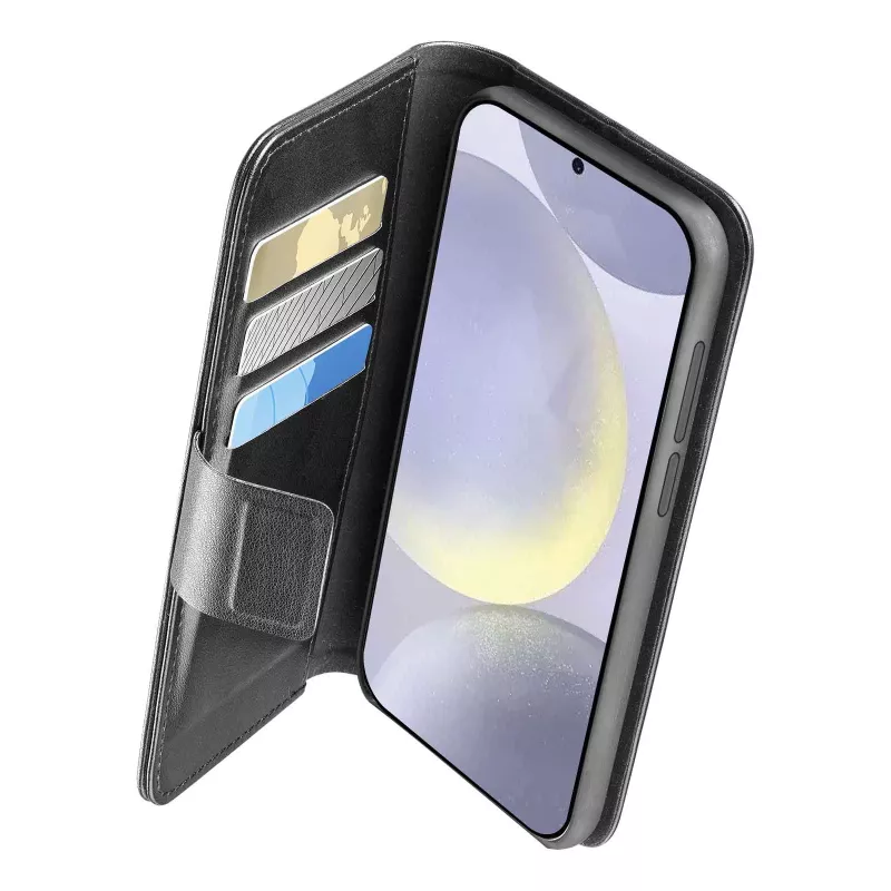 Folio Case Cellularline Galaxy S25 16.1cm Black 3 Card Pockets