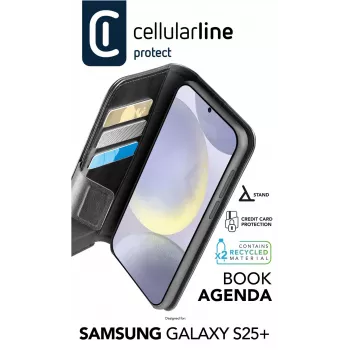 Cellularline Book Agenda - Galaxy S25+ Leather-effect book case with magnetic closure