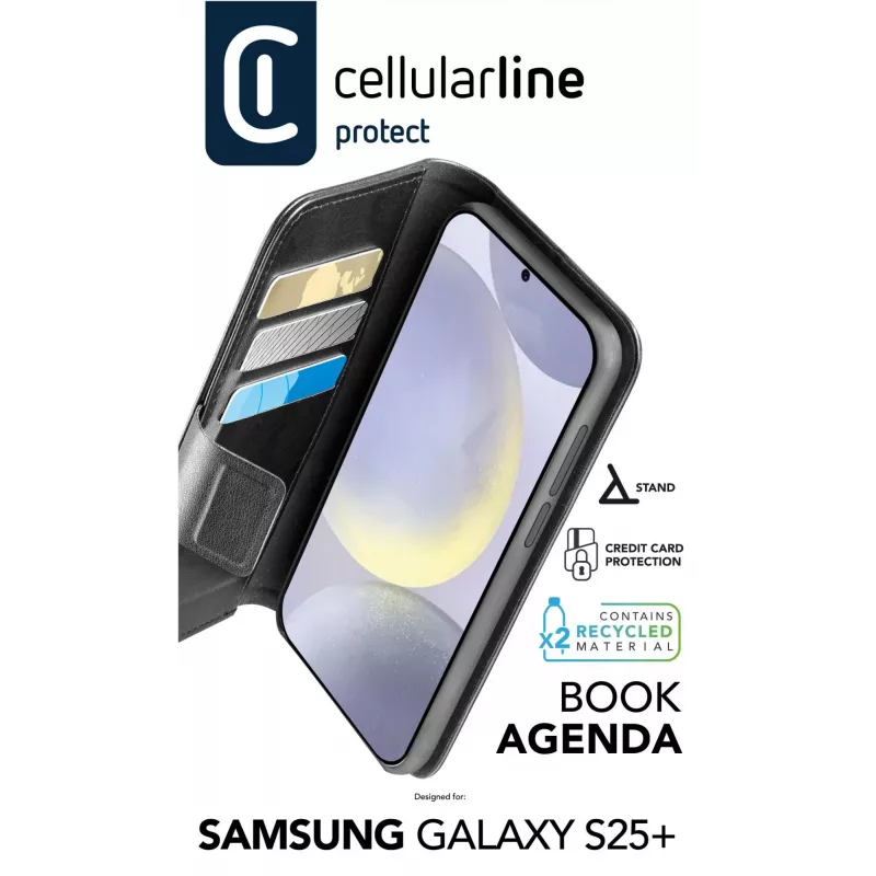 Cellularline Book Agenda - Galaxy S25+ Leather-effect book case with magnetic closure