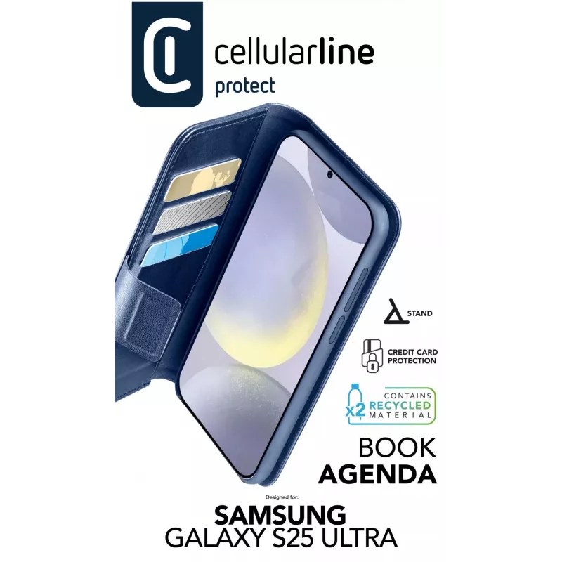 Cellularline Book Agenda - Galaxy S25 Ultra Leather-effect book case with magnetic closure
