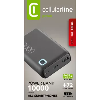 Cellularline ESSENCE TURBO 10000 Portable Charger 10000mAh Power Delivery 20W