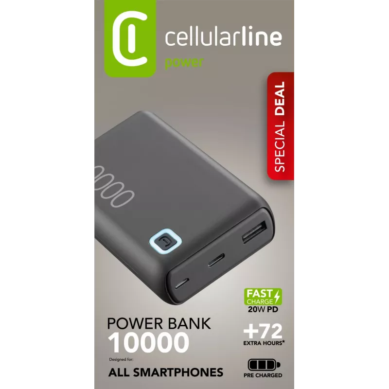 Cellularline ESSENCE TURBO 10000 Portable Charger 10000mAh Power Delivery 20W